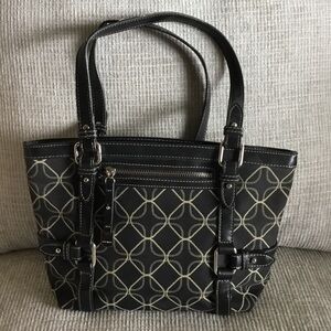 Stylish Nine West Dark Brown Patterned Tote Purse